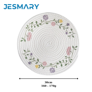 Tấm lót bàn ăn placemat hình tròn bằng sợi cotton dệt thấm nước tốt